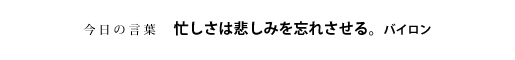 忙しさは悲しみを忘れさせる。　バイロン