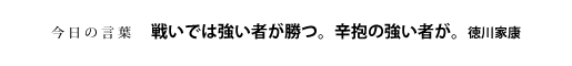 戦いでは強い者が勝つ。辛抱の強い者が。　徳川家康